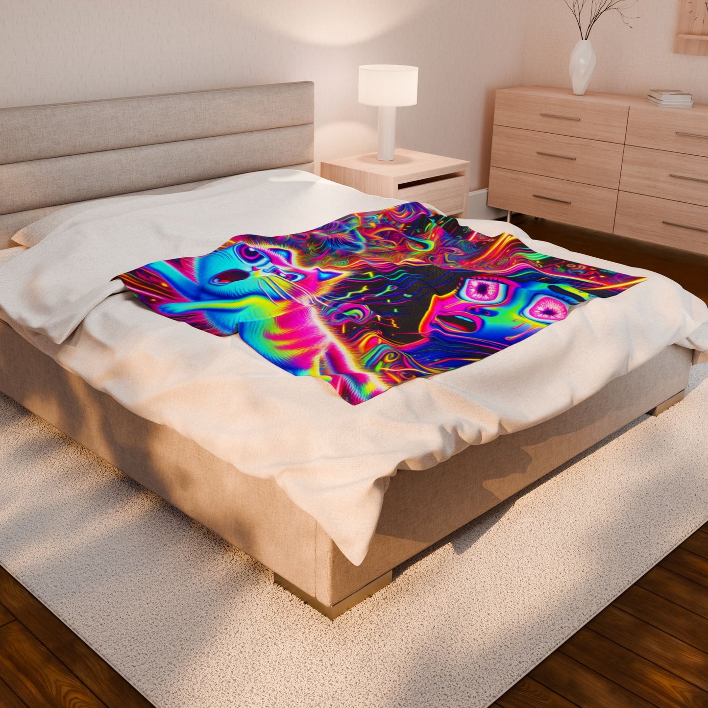 Neon Burst Fantasy - Plush Blanket