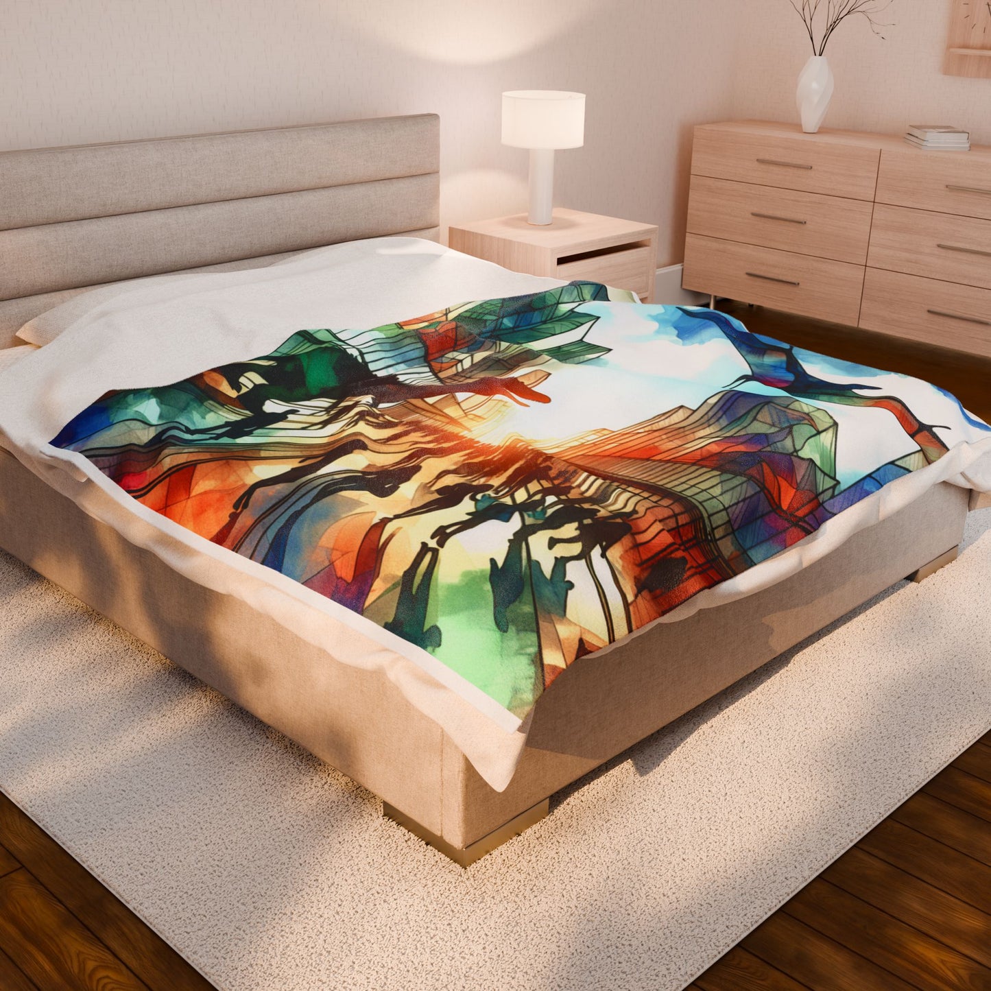 Dinosaurs Roam the Modern Streets - Plush Blanket