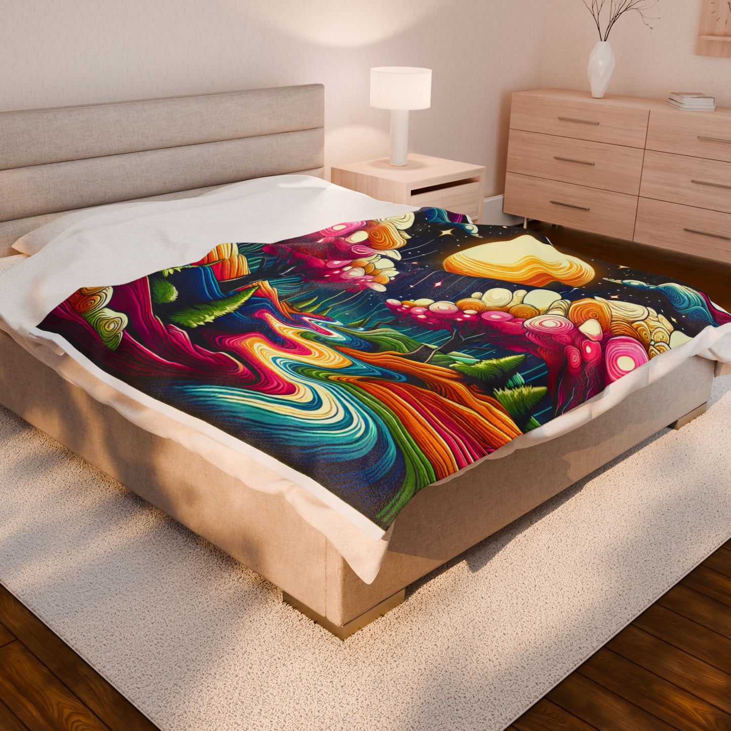 Moonlit Fantasy Forest - Plush Blanket