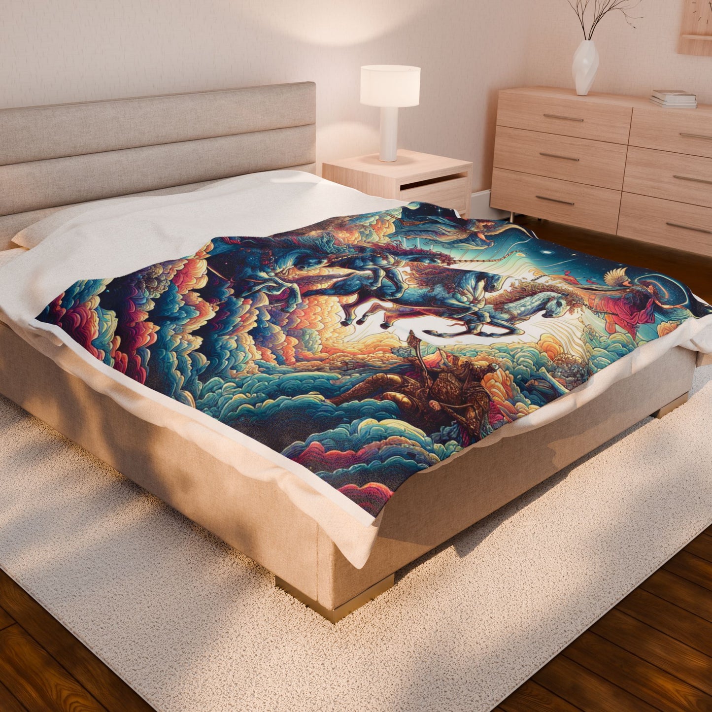 Unicorns in Celestial Dance - Plush Blanket