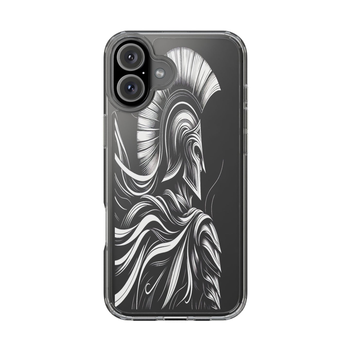 Transparent Helmeted Sentinel in Monochrome Motion Iphone Case Compatible With Iphone 16 15 14 - Clear Phone Cover