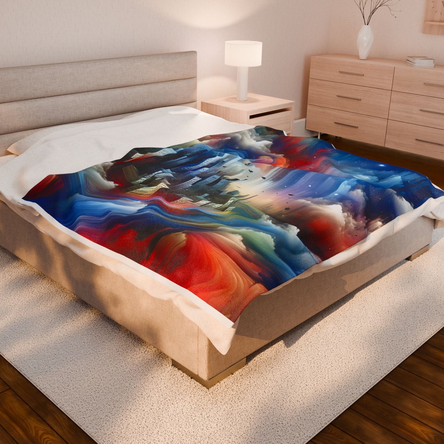Dreamlike Metropolis Vista - Plush Blanket