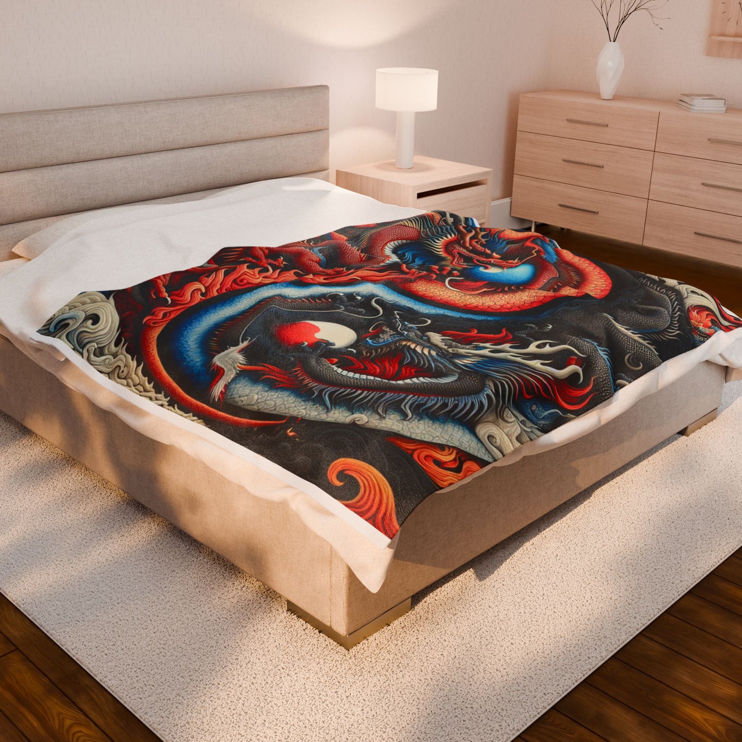 Yin Yang Dragons Balance - Plush Blanket