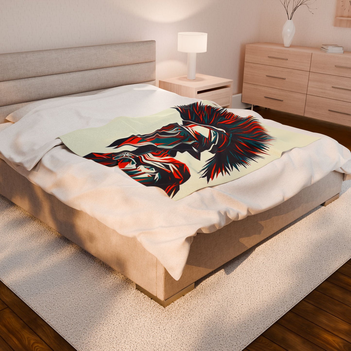 Geometric Spartan Warrior- Plush Blanket