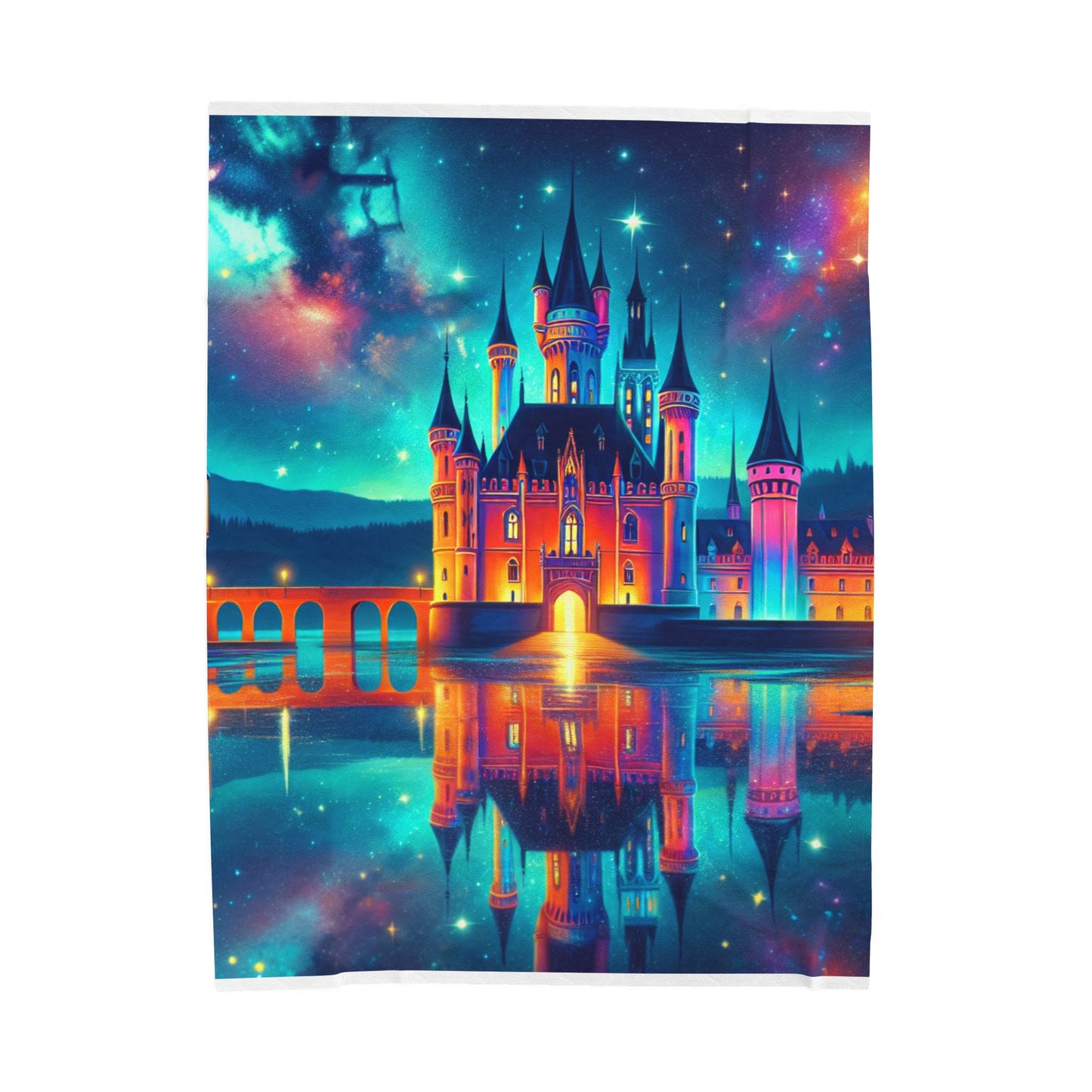 Mystical Fortress Reflections - Plush Blanket