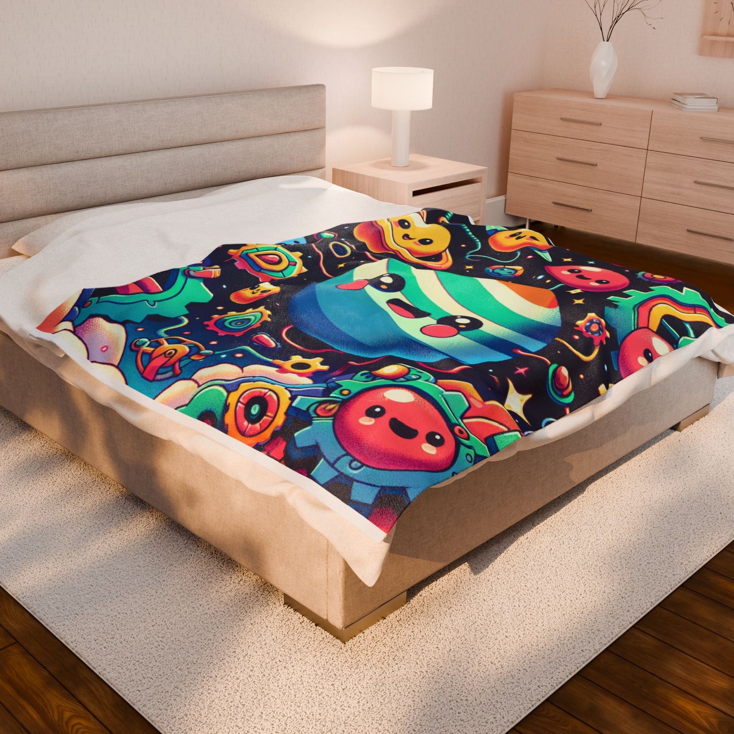 Playful Celestial Adventure - Plush Blanket