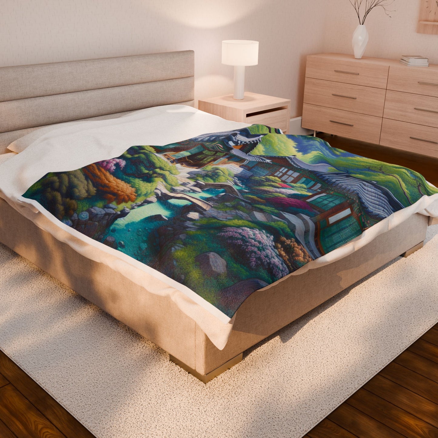 Tranquil Garden Retreat- Plush Blanket