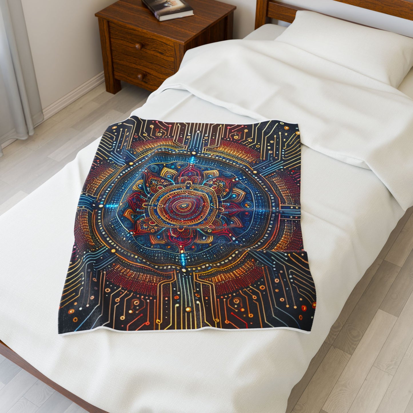 Circuit Mandala Design - Plush Blanket