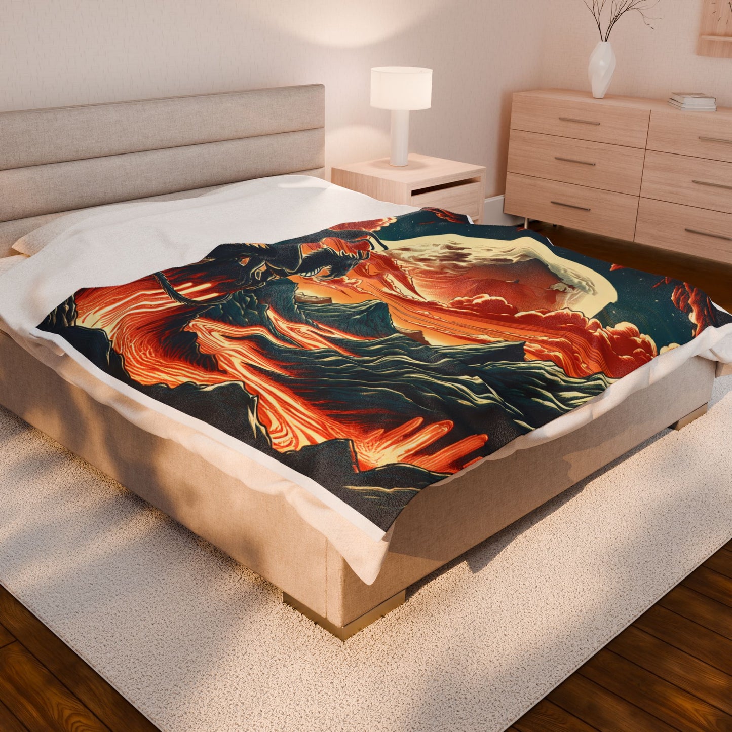 Dragon's Realm at Moonrise - Plush Blanket