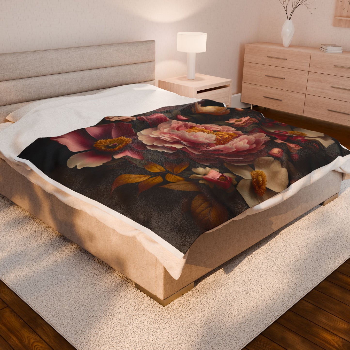 Opulent Petal Display- Plush Blanket