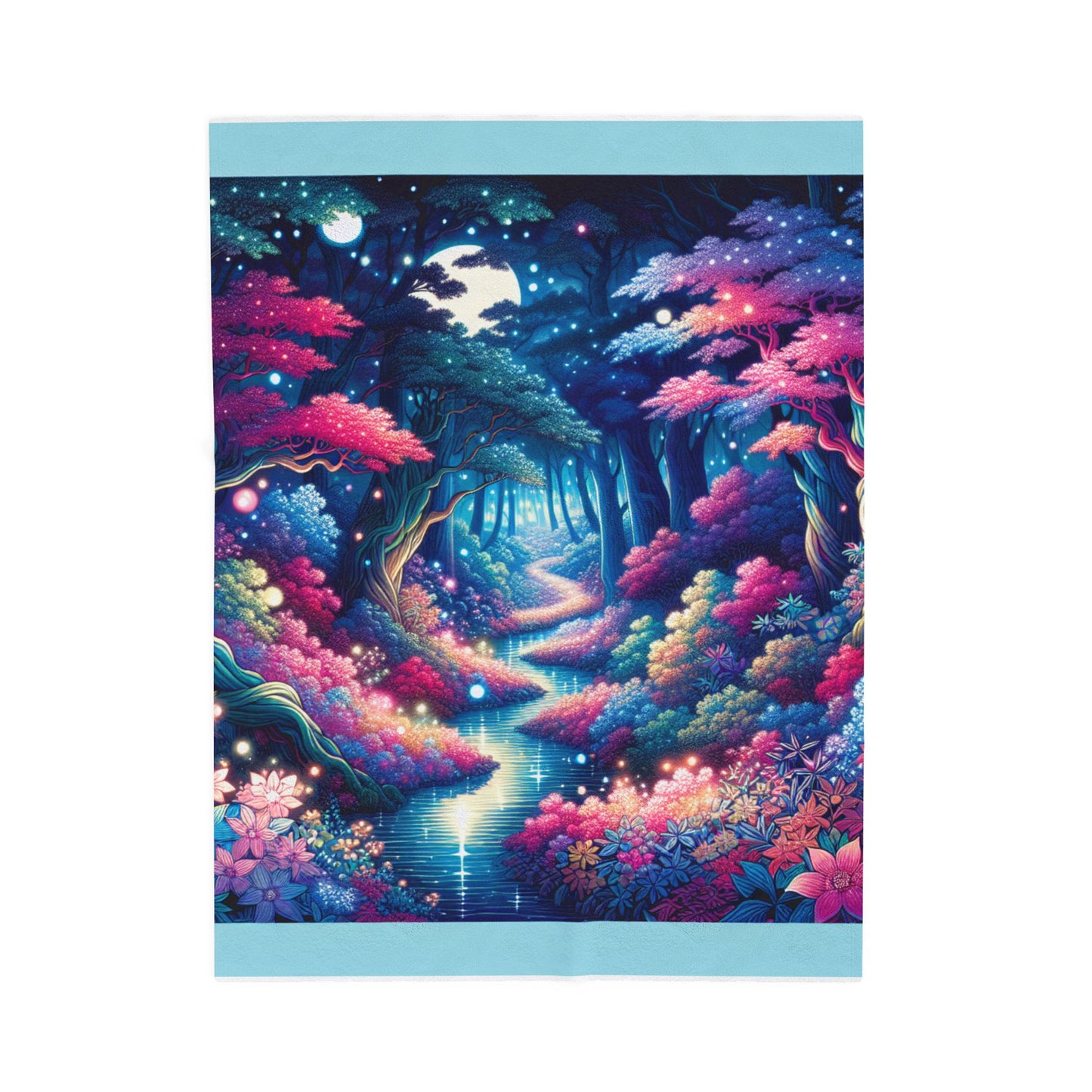 Enchanted River Through the Luminous Woods - Plush Blanket