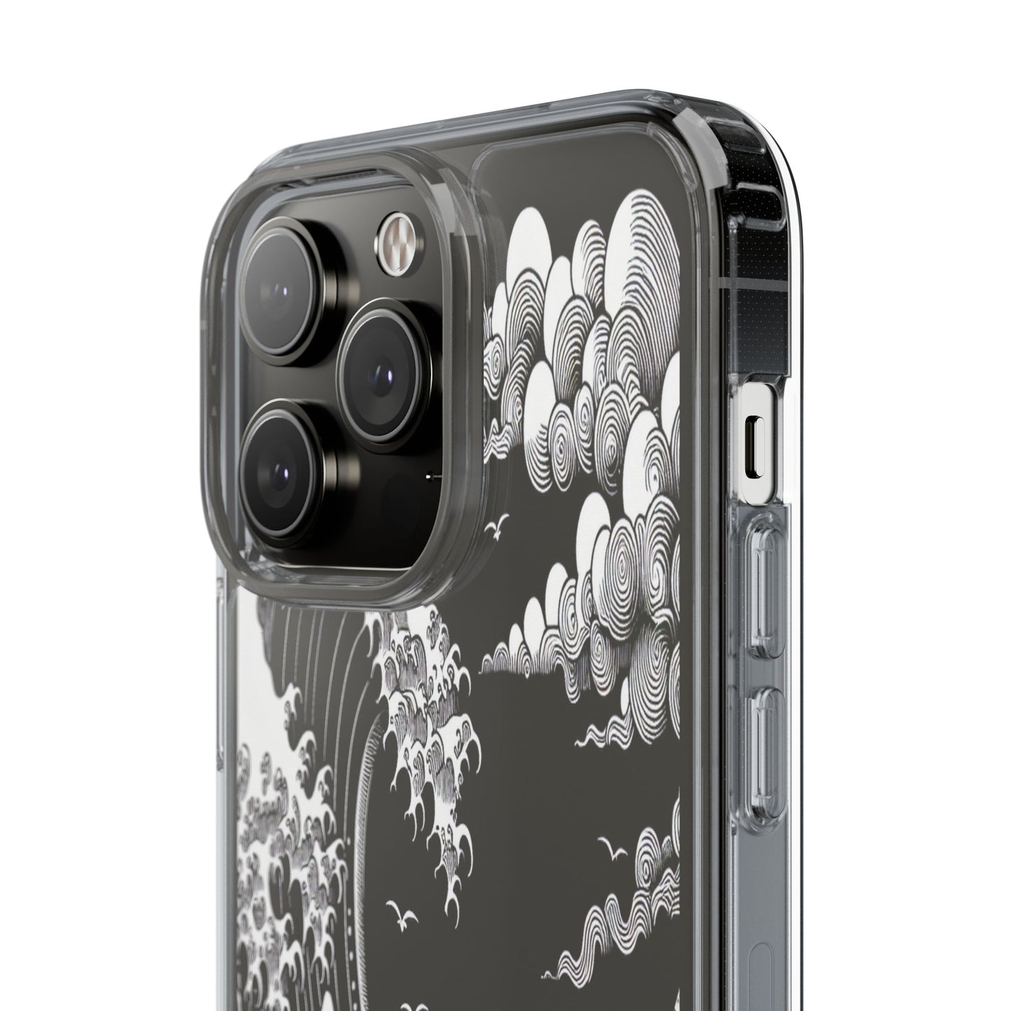 Transparent Waves and Mountains Iphone Case Compatible With Iphone 16 15 14 - Clear Phone Cover