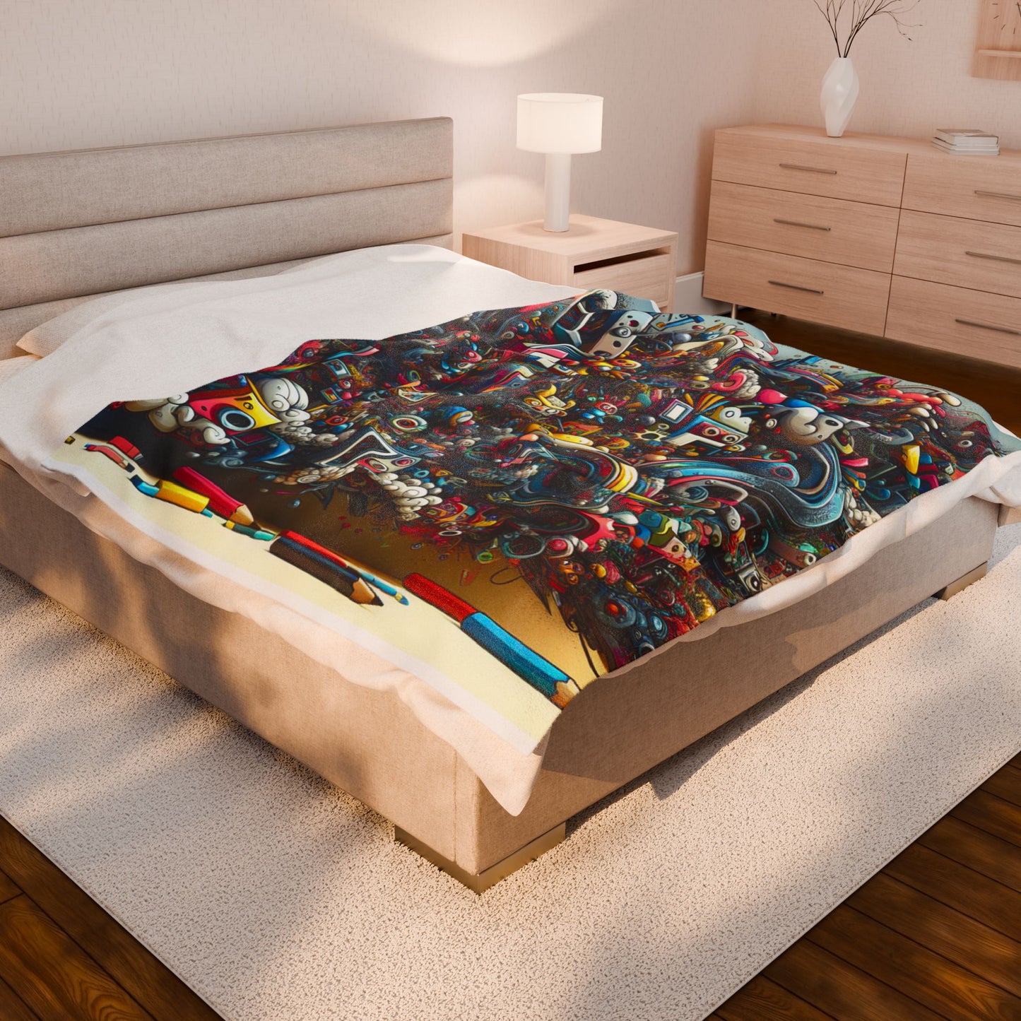 Artistic Chaos of Shapes - Plush Blanket