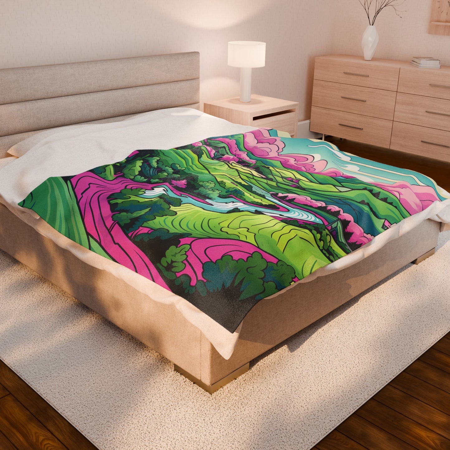 Vibrant Valley Dreamscape- Plush Blanket