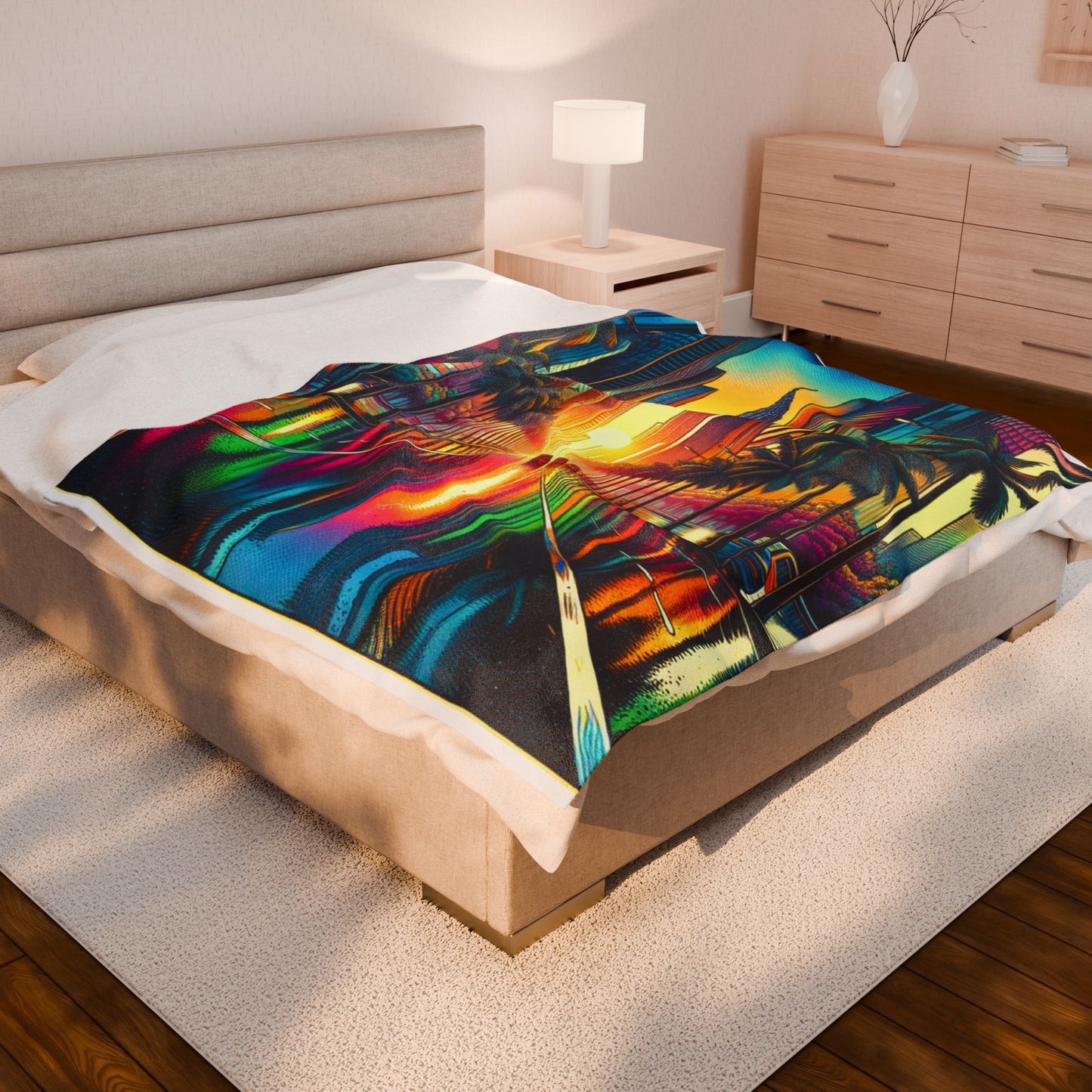 Dreamy Cityscape Illumination - Plush Blanket