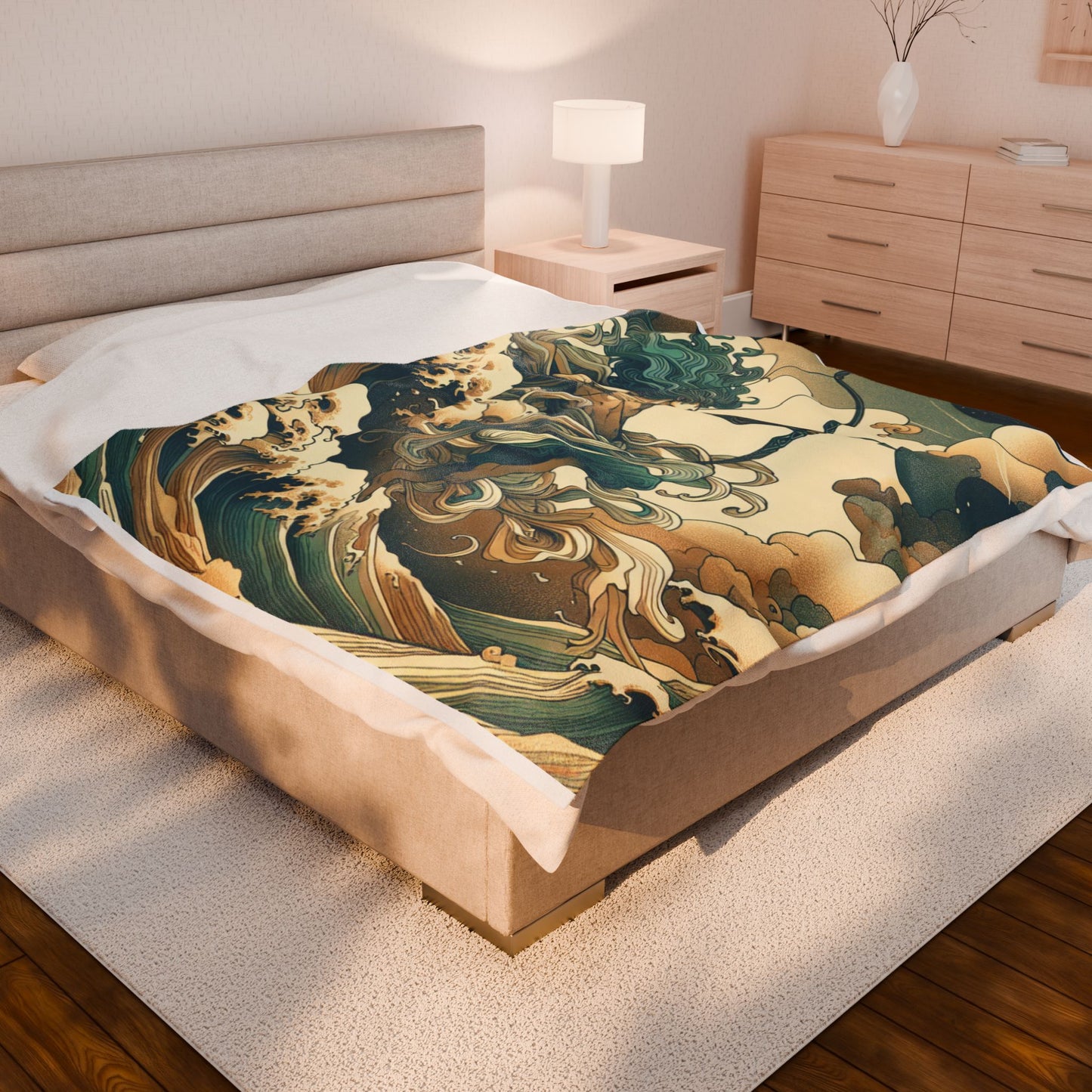 Celestial Archer in Ocean Waves - Plush Blanket