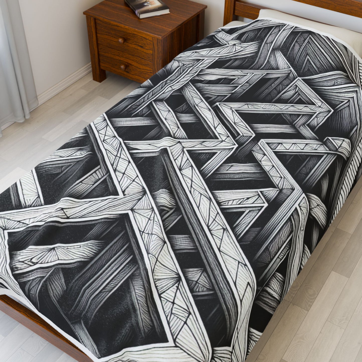 Maze of Shadows and Lines - Plush Blanket