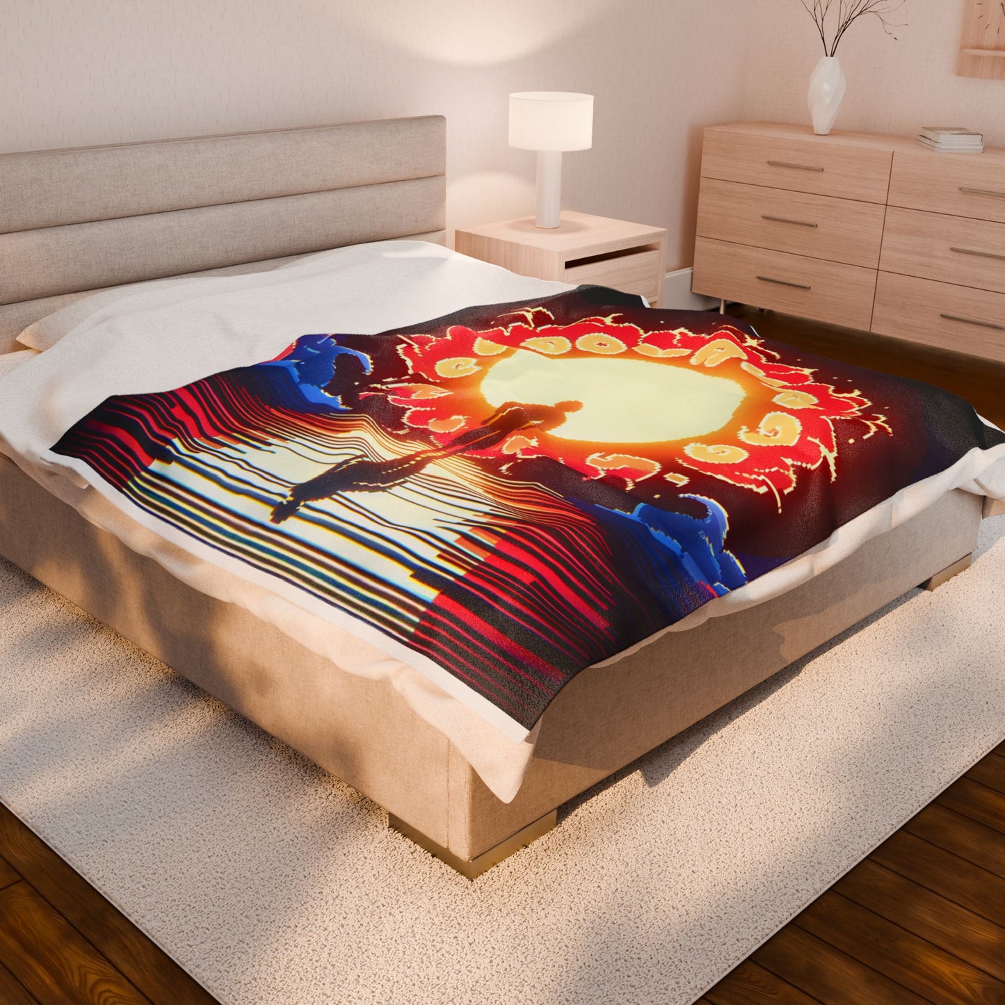 Silhouette Before the Radiant Dawn - Plush Blanket