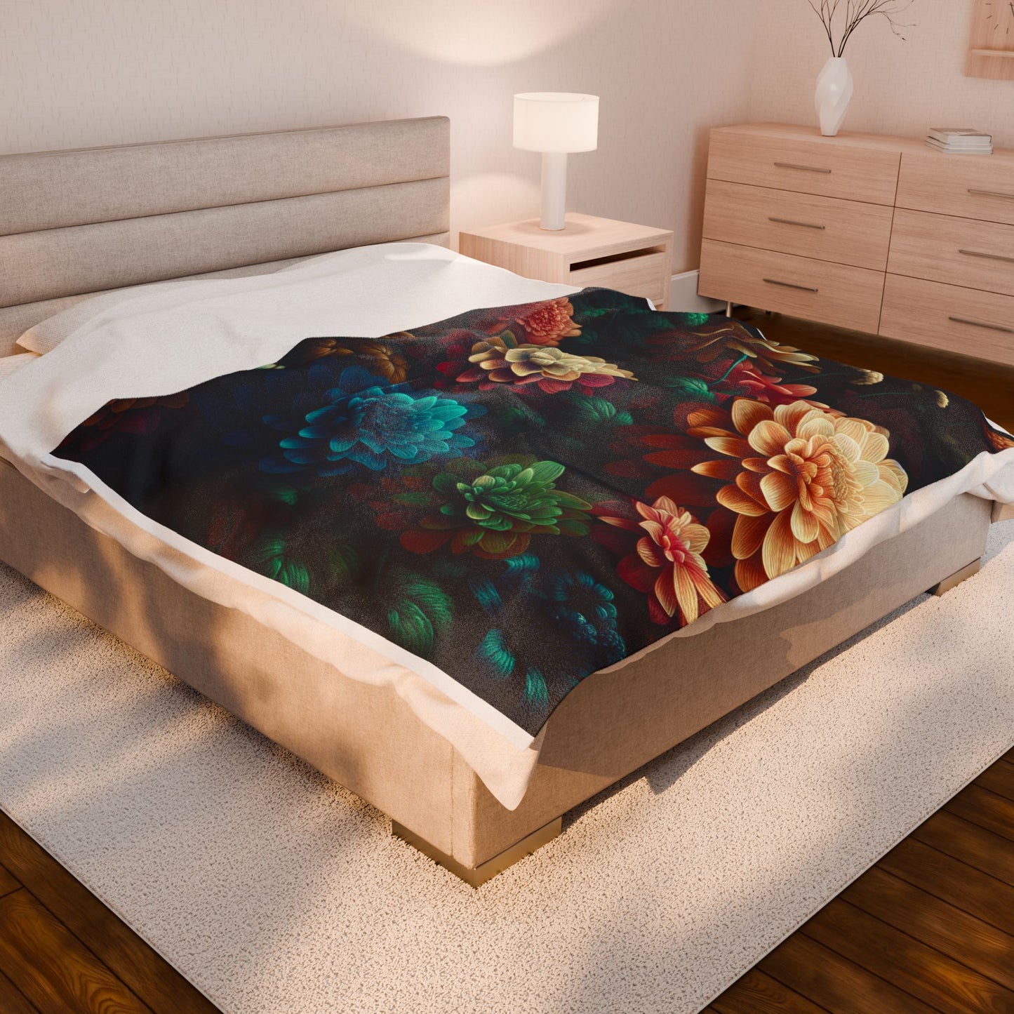 Garden of Nightfall Blooms - Plush Blanket