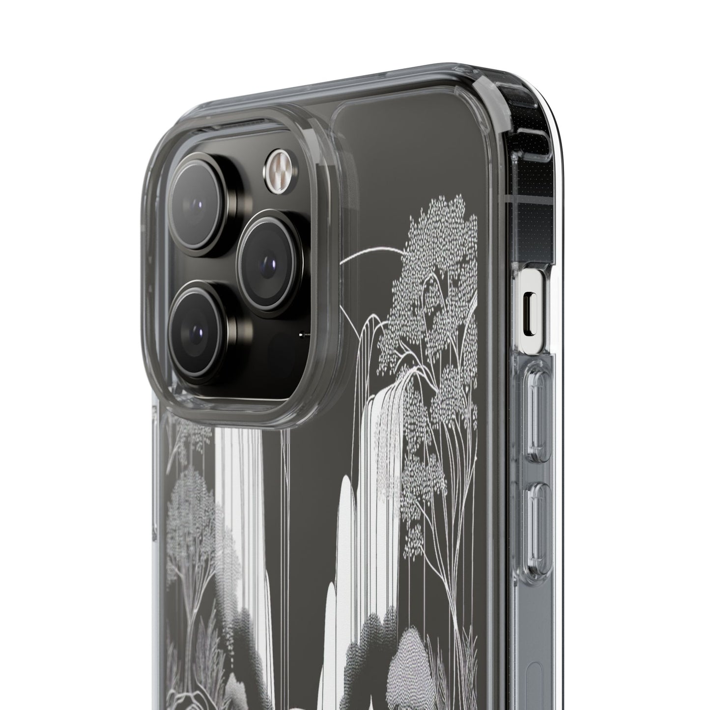 Transparent Waterfall Bridge Scene Iphone Case Compatible With Iphone 16 15 14 - Clear Phone Cover