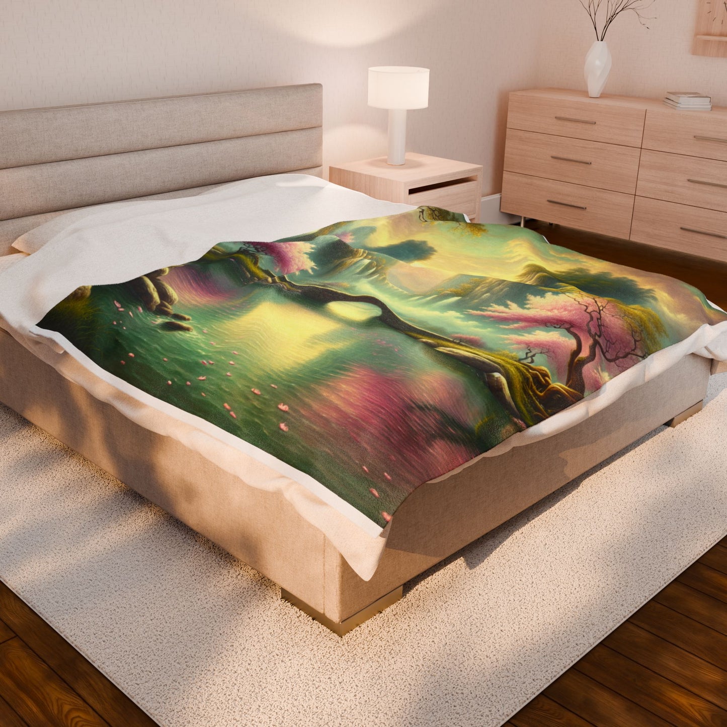 Idyllic Spring Cascade- Plush Blanket
