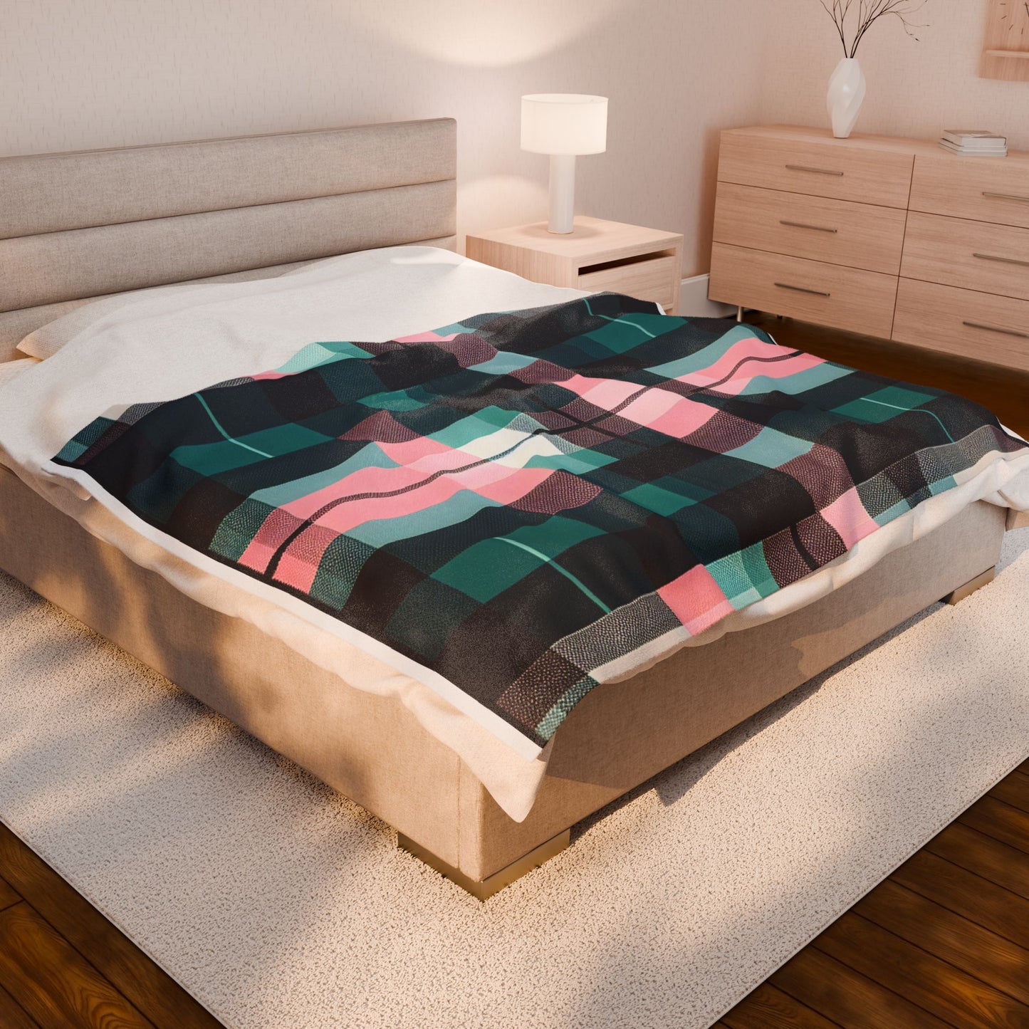 Pastel Plaid Panorama- Plush Blanket