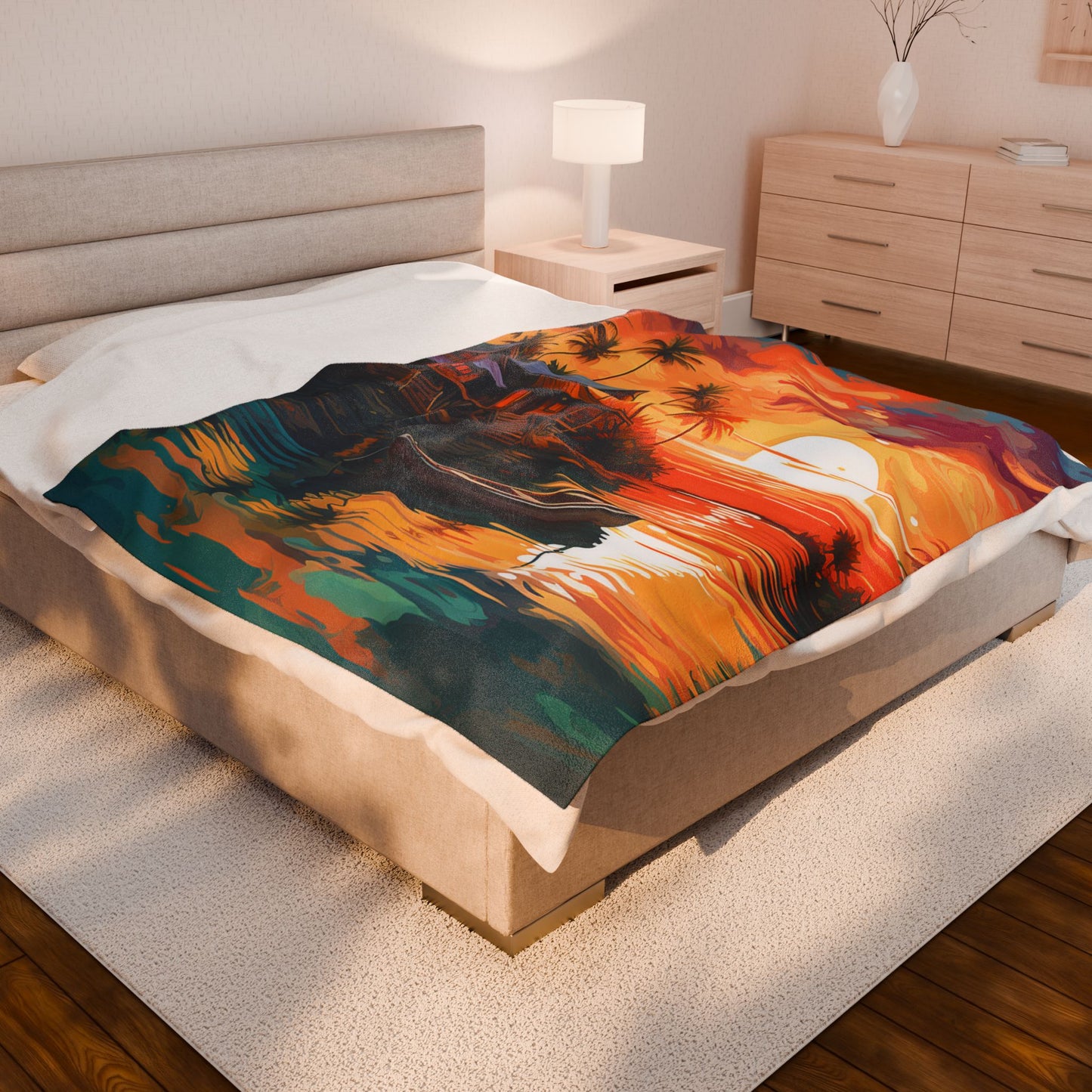 Tropical Sunset Serenity- Plush Blanket