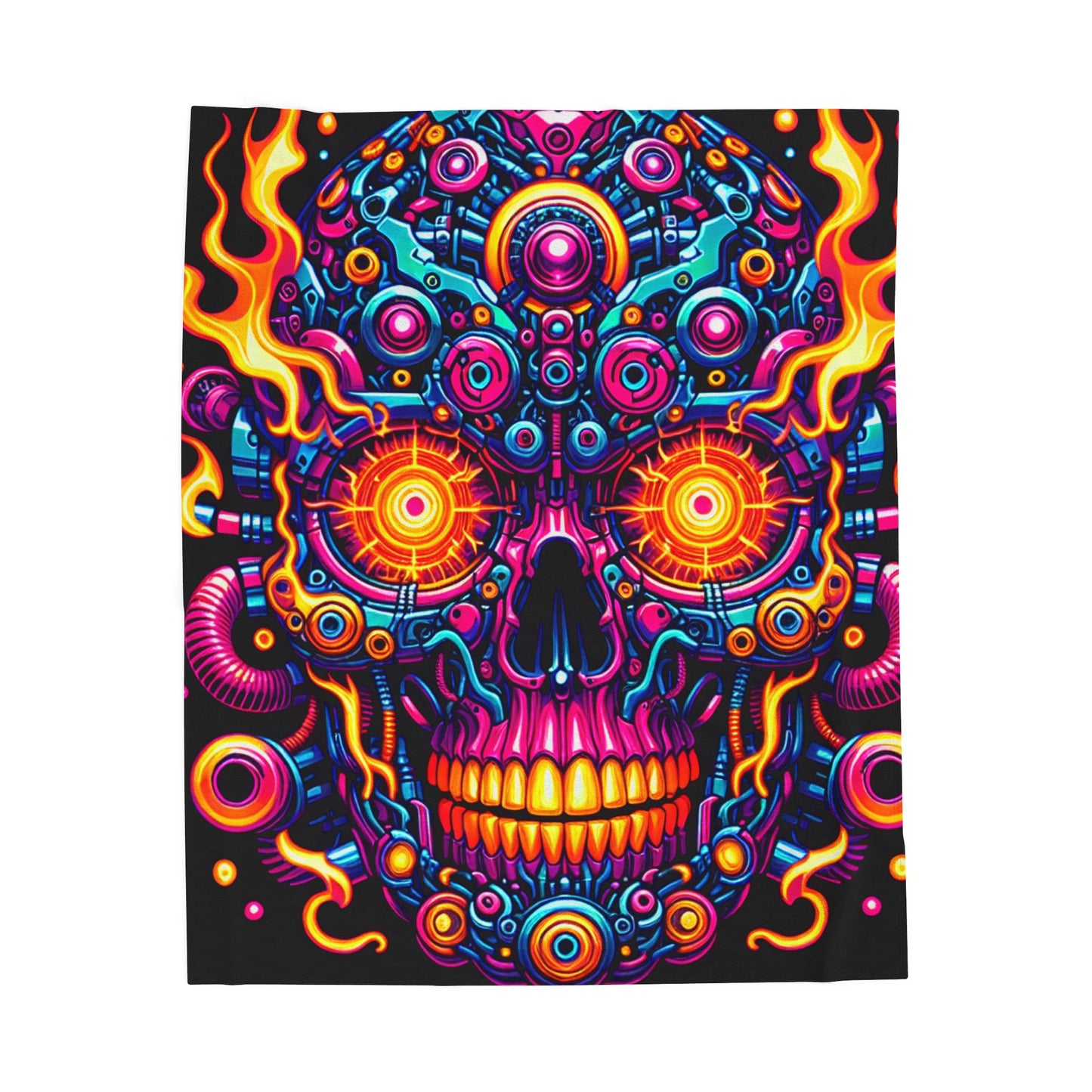 Techno Inferno Skull - Plush Blanket
