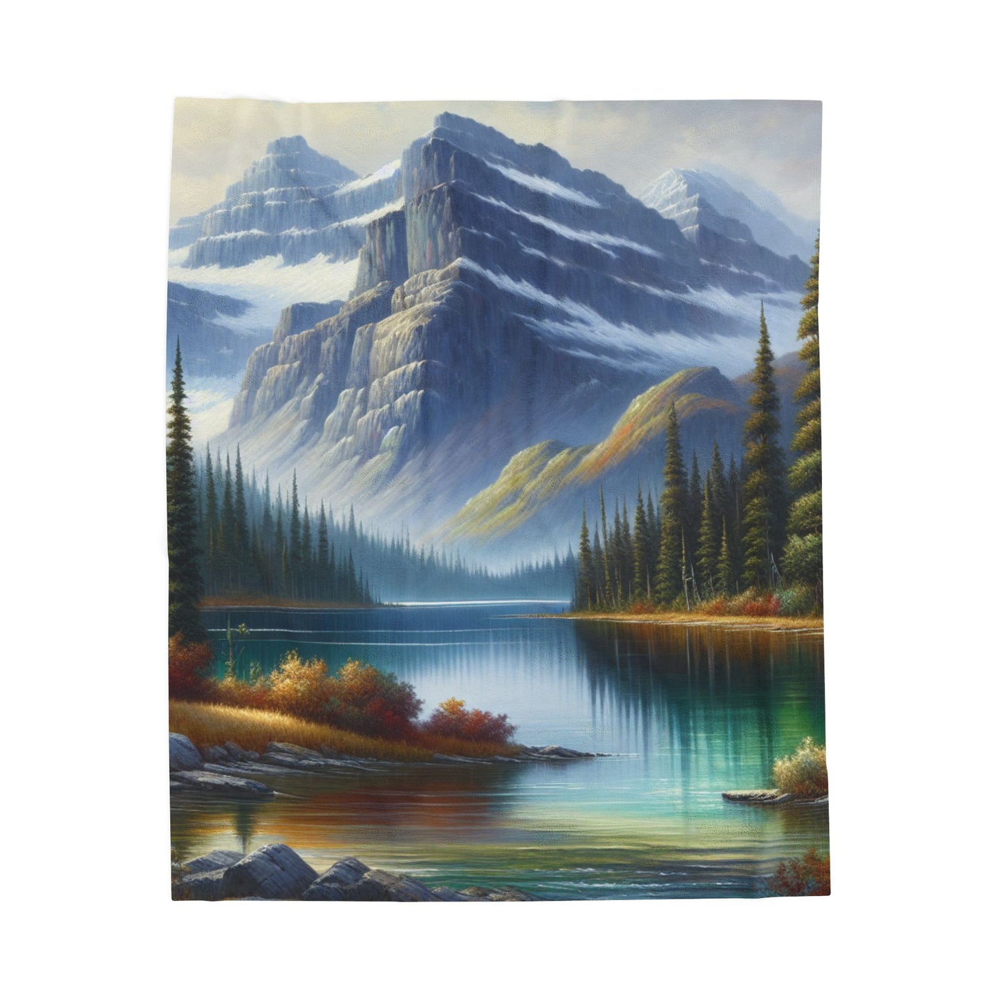 Alpine Serene Waterscape- Plush Blanket