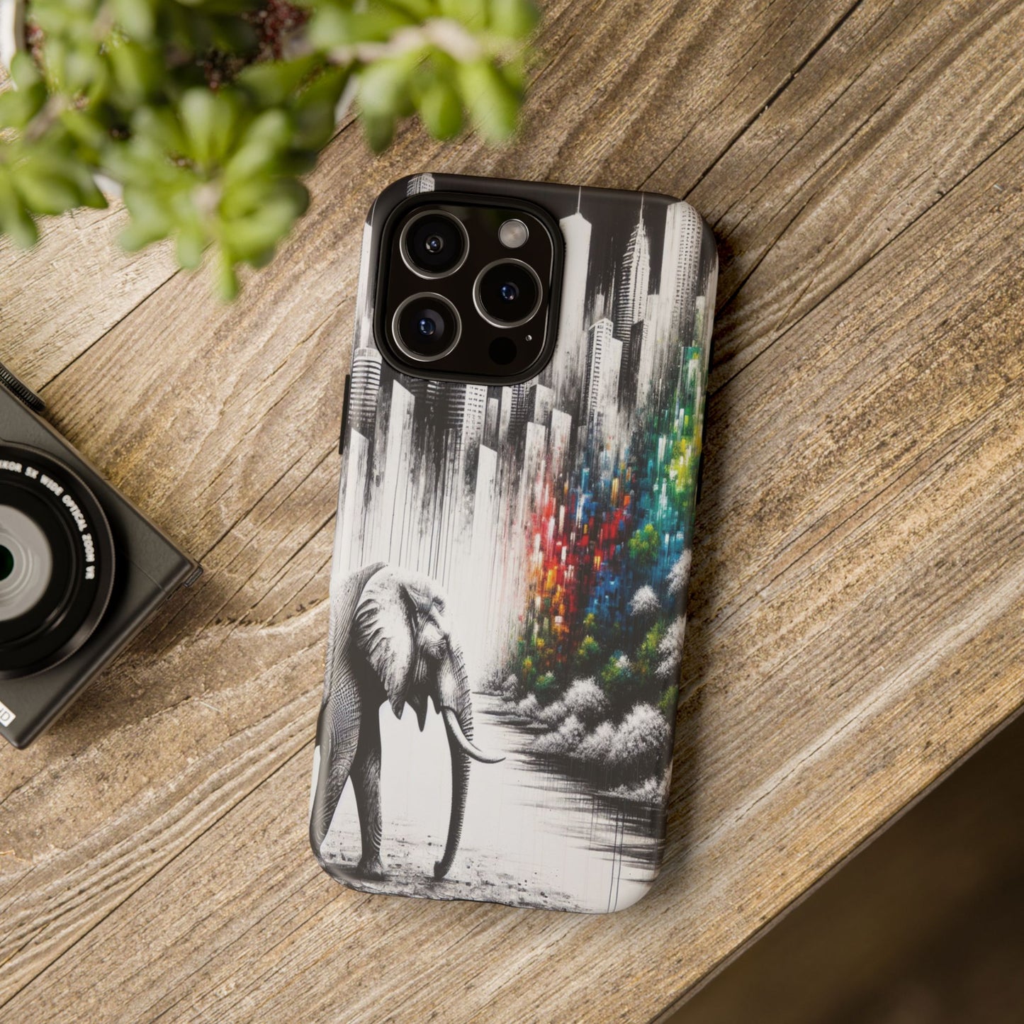 Protective Elephant's Journey Through the Cityscape Iphone Case Compatible With Iphone 16 15 14 - Phone Cover