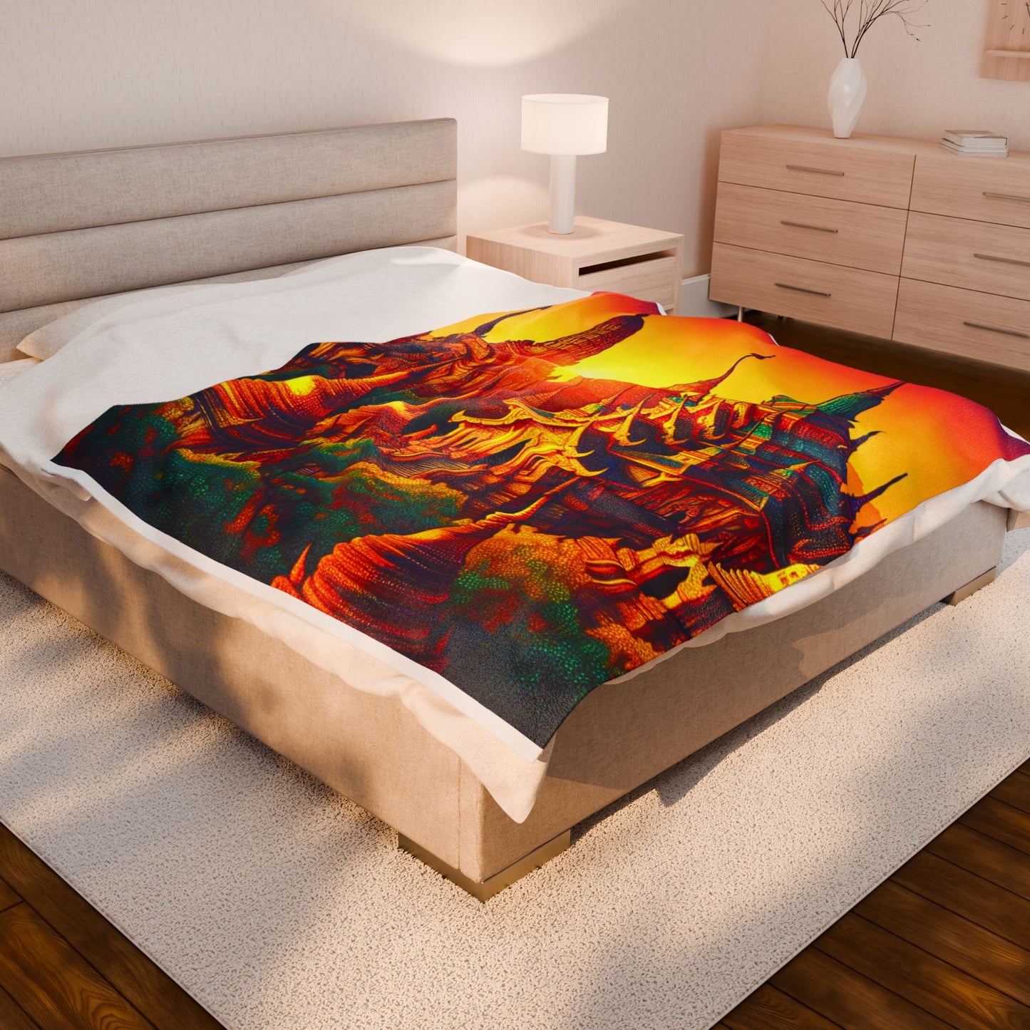 Temple Radiance at Dawn - Plush Blanket