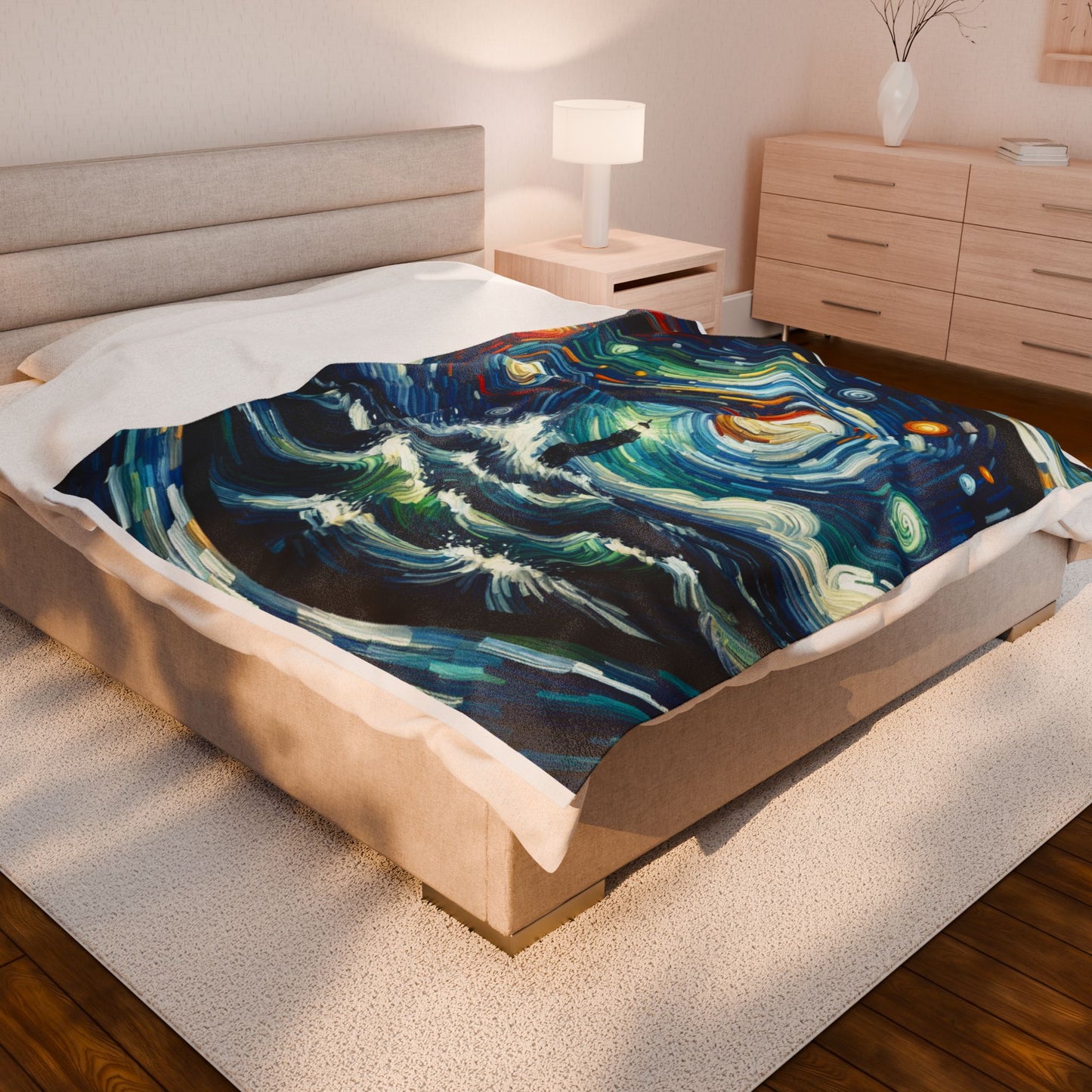 Guiding Light in Vortex Brushstrokes - Plush Blanket