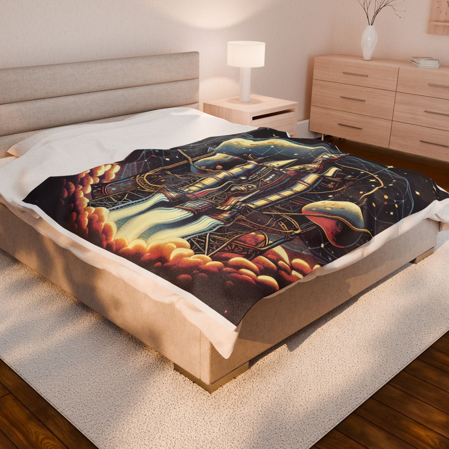 Rocket Voyage to the Stars - Plush Blanket