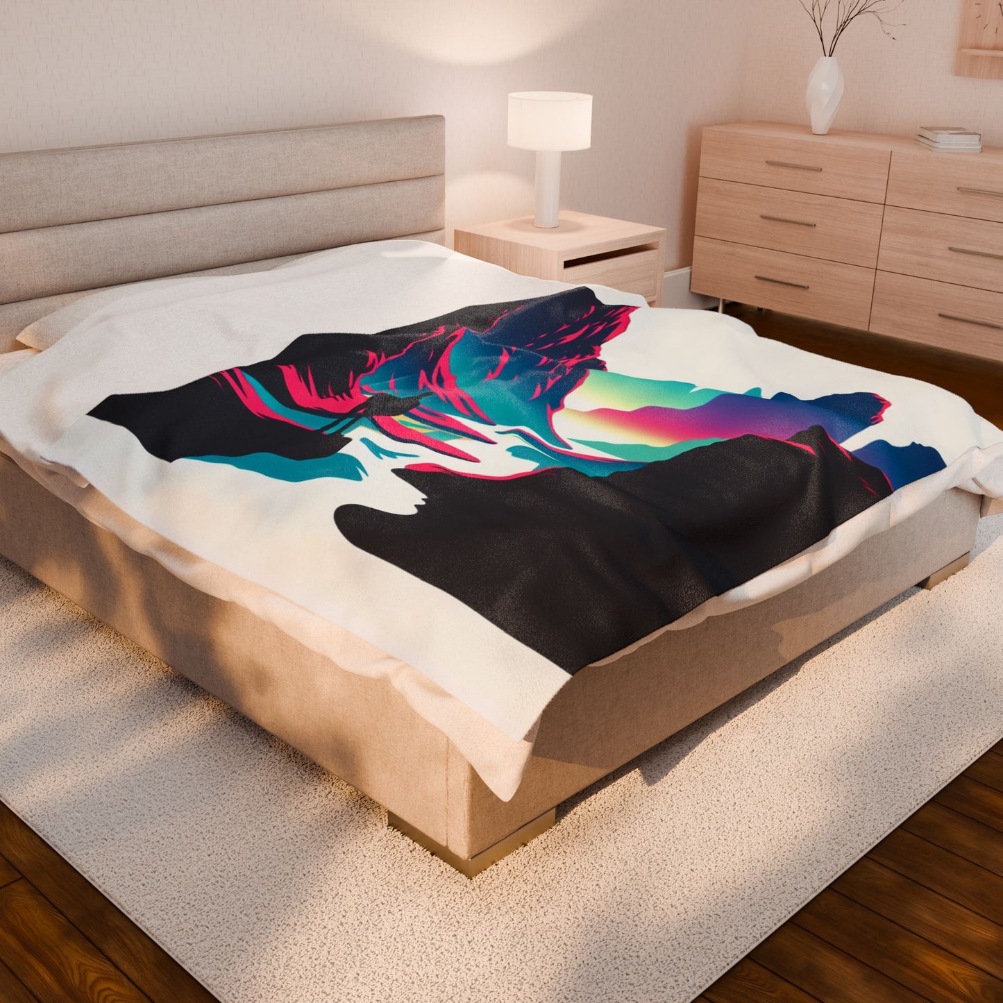 Silent Wanderer Among Peaks - Plush Blanket