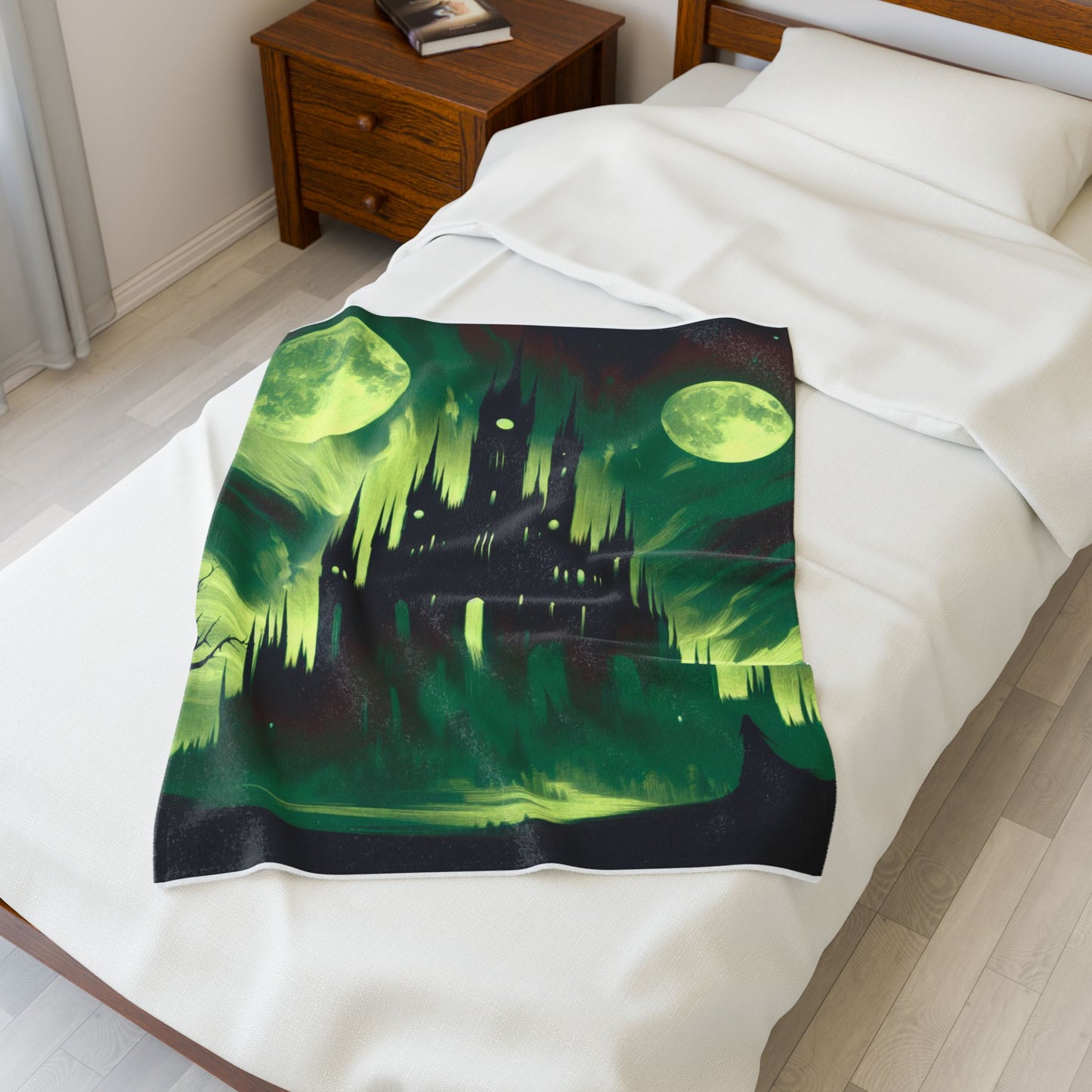 Moonlit Castle Shadows - Plush Blanket