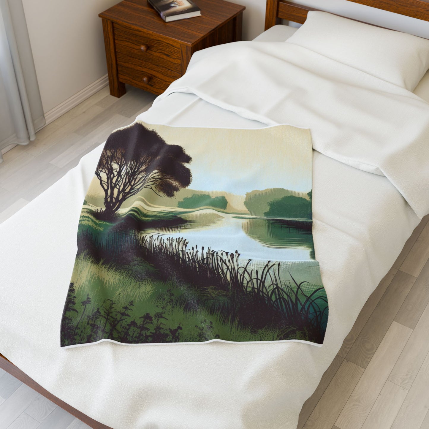 Tranquil River Scene - Plush Blanket