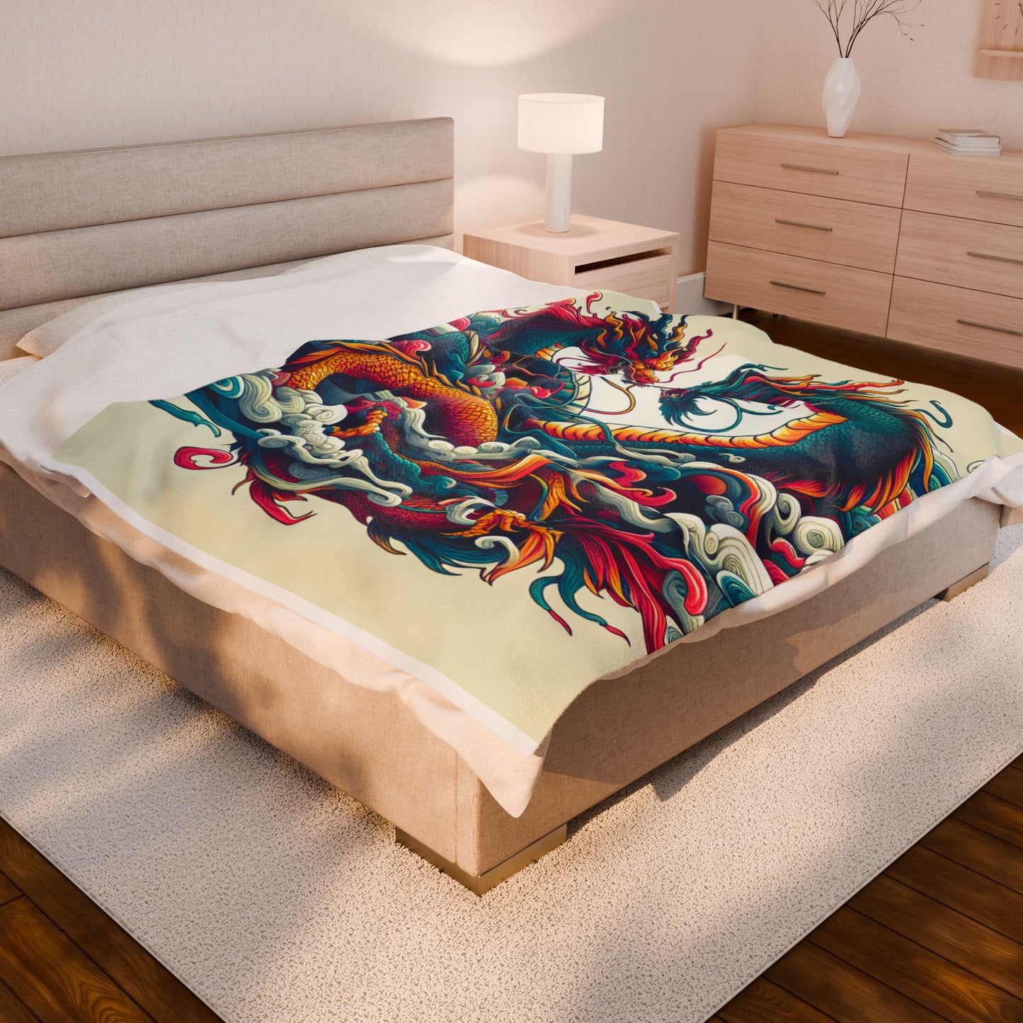 Dragon Dance in the Clouds - Plush Blanket