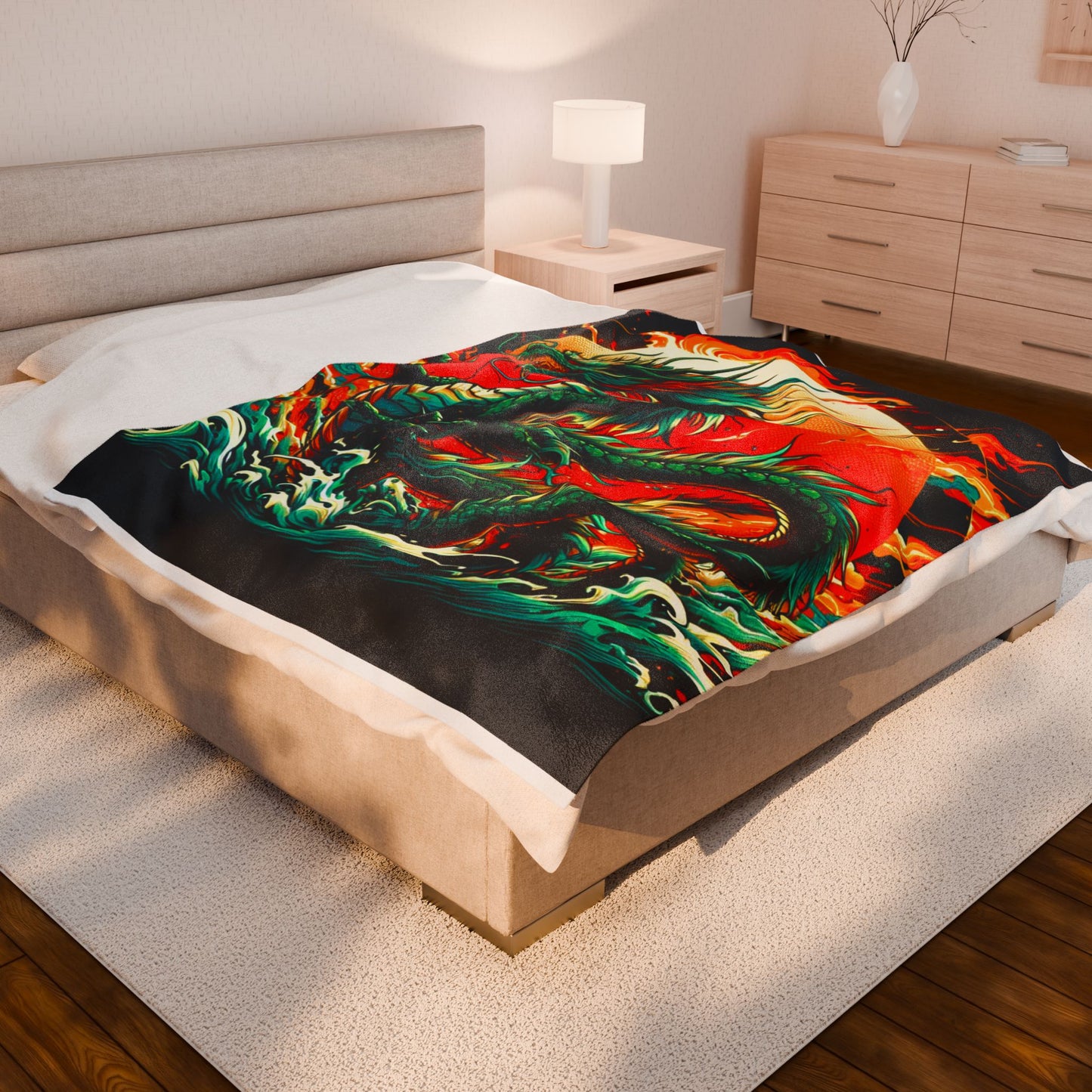 Dragon's Fiery Ascension - Plush Blanket
