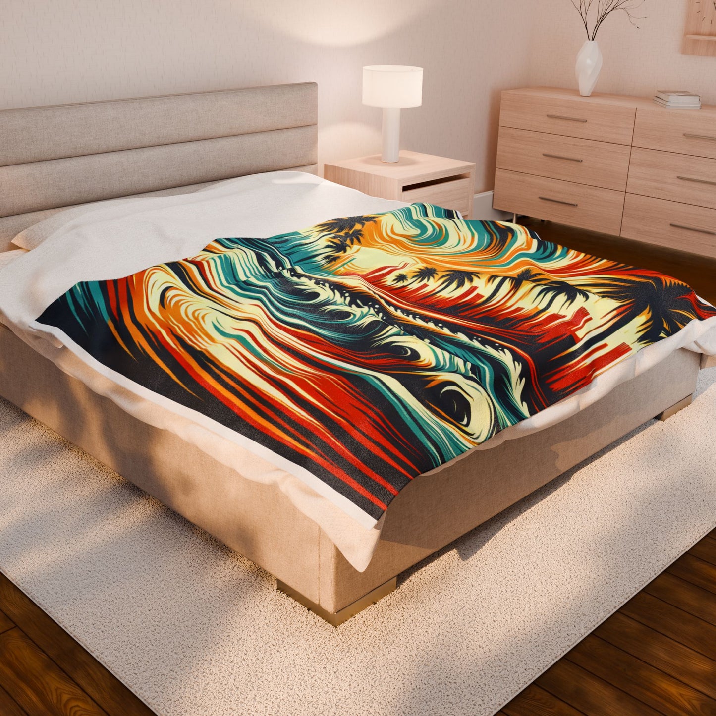 Palm Wave Illusion - Plush Blanket