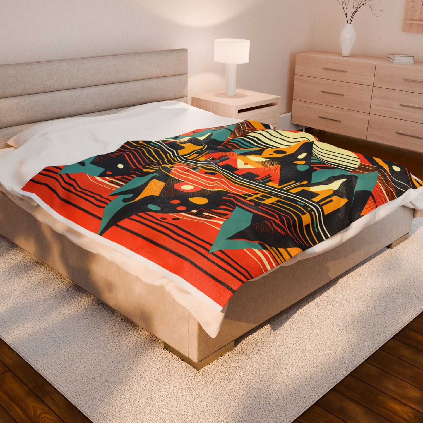 Geometric Peaks in Motion - Plush Blanket