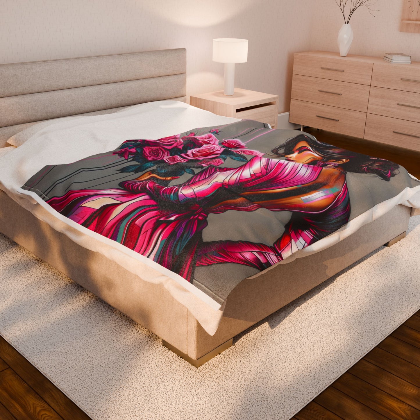 Pink Elegance Unveiled - Plush Blanket