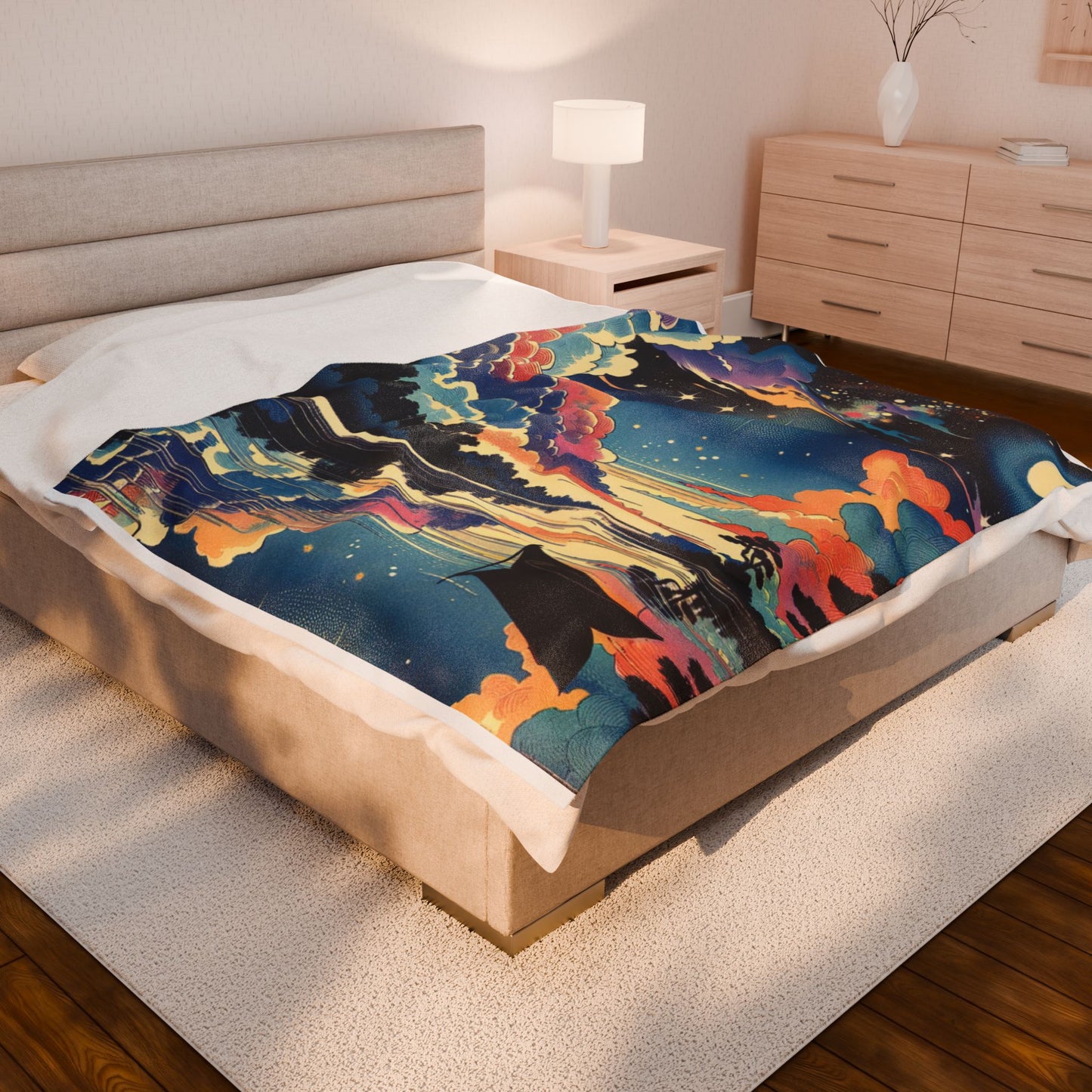 River Under Celestial Glow - Plush Blanket