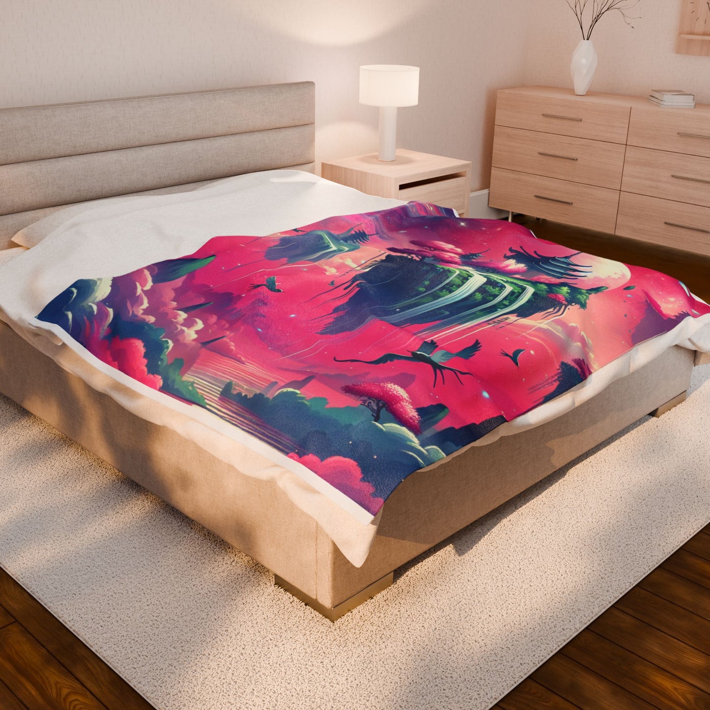 Floating Oasis in the Clouds - Plush Blanket