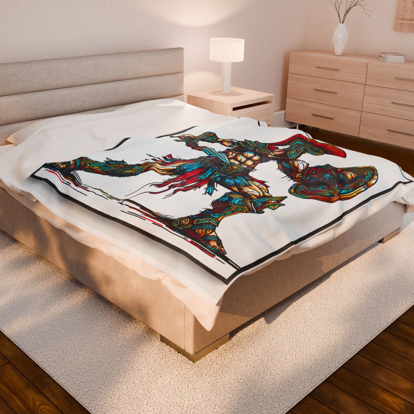 Warrior in Stained Glass- Plush Blanket