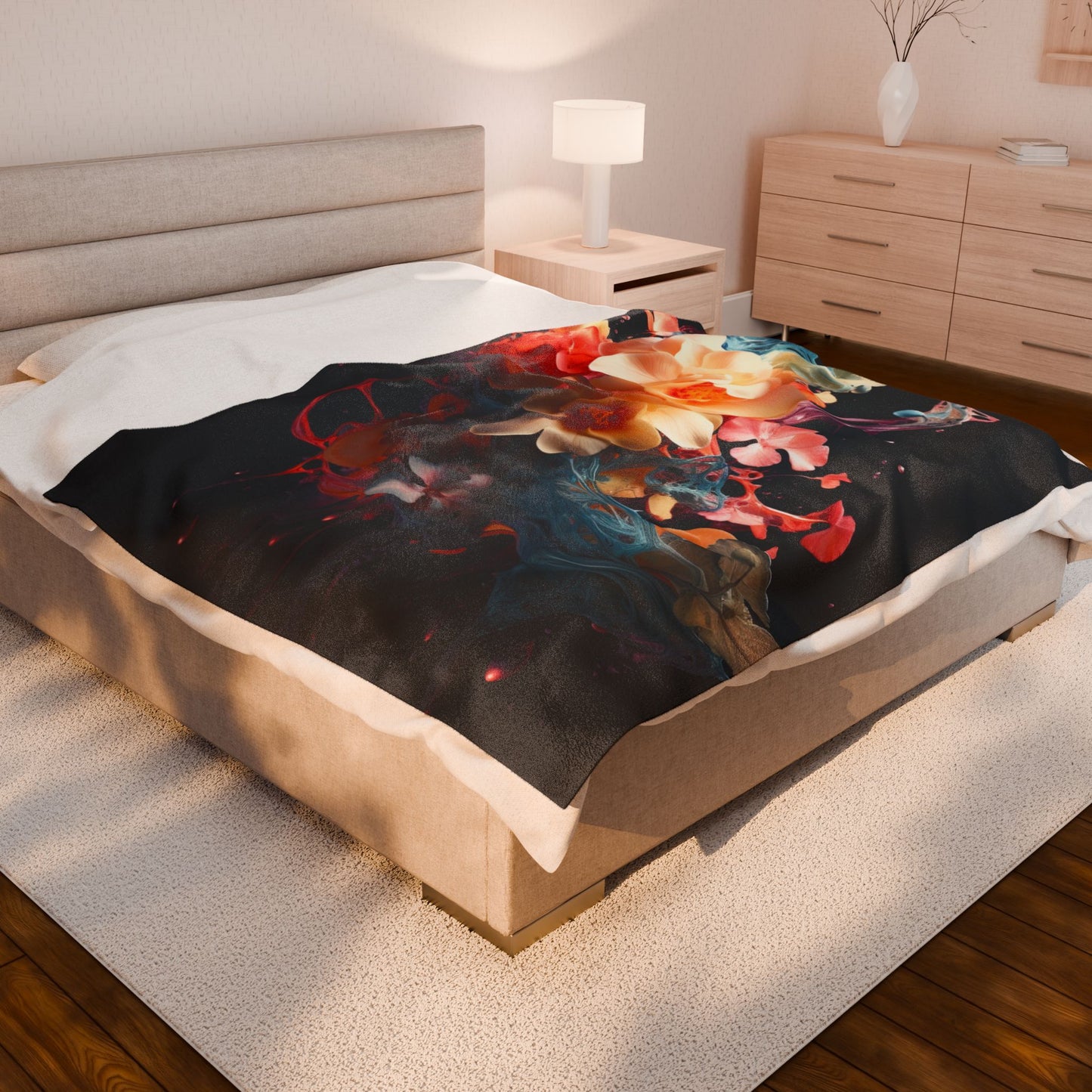 Floral Symphony in Paint- Plush Blanket