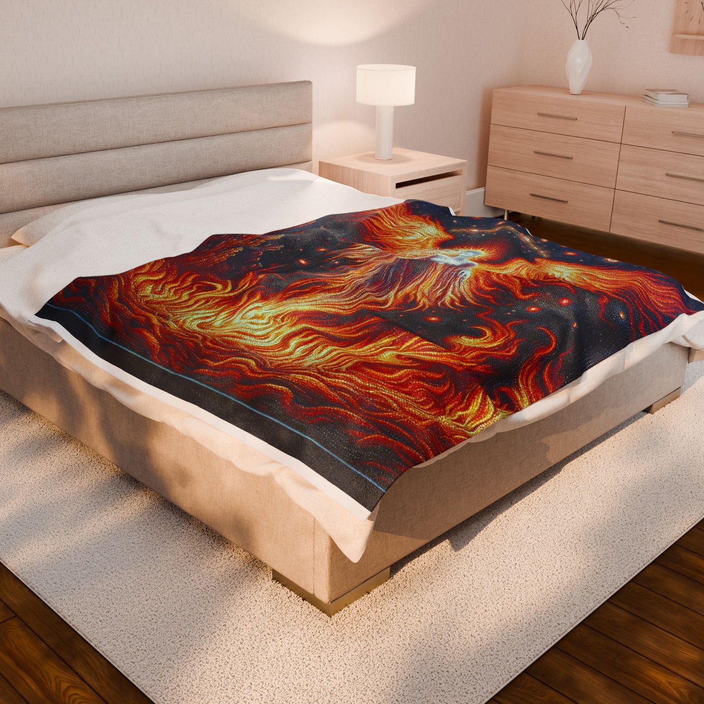 Phoenix Rising from Embers - Plush Blanket
