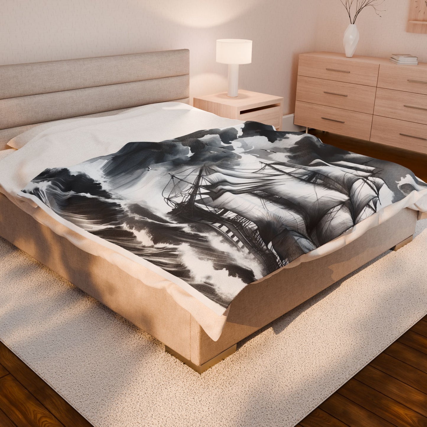 Sailing Through the Tempest - Plush Blanket