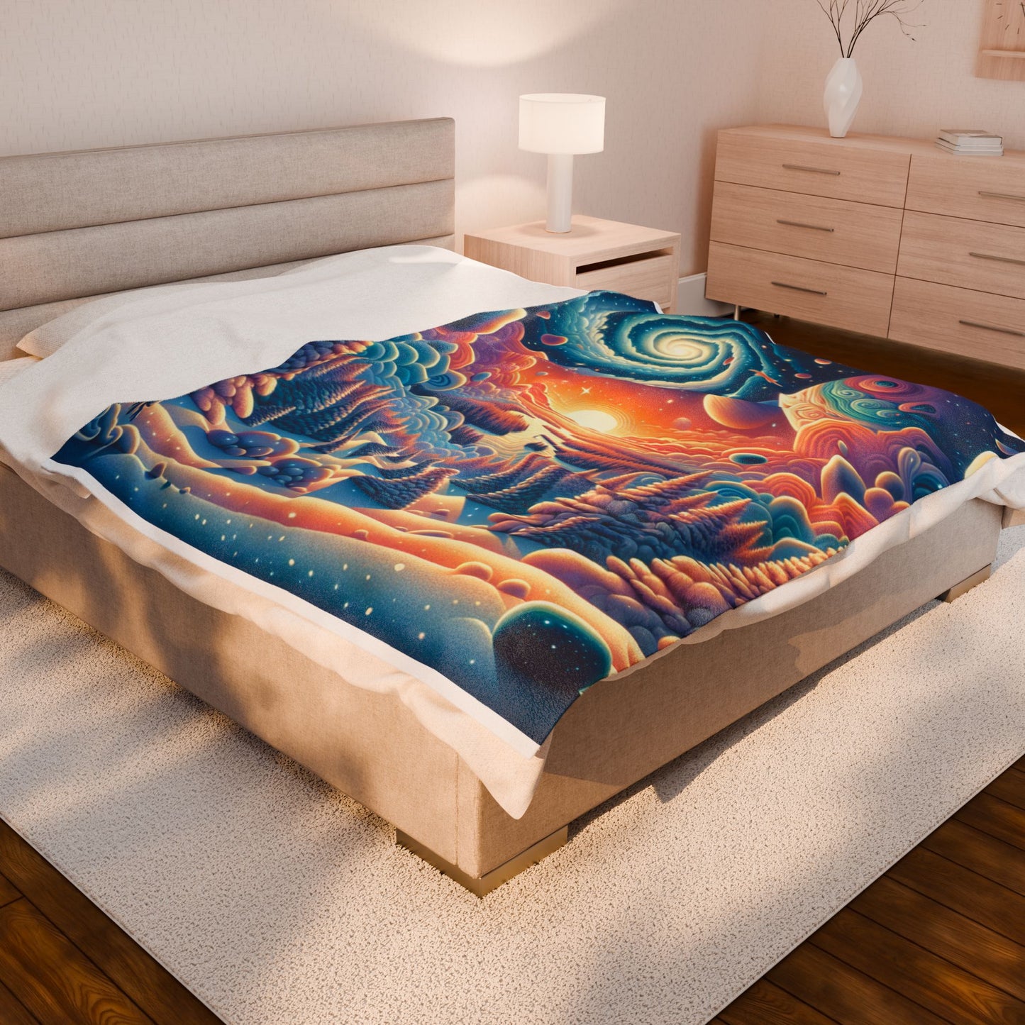 Cosmic Winter's Embrace - Plush Blanket