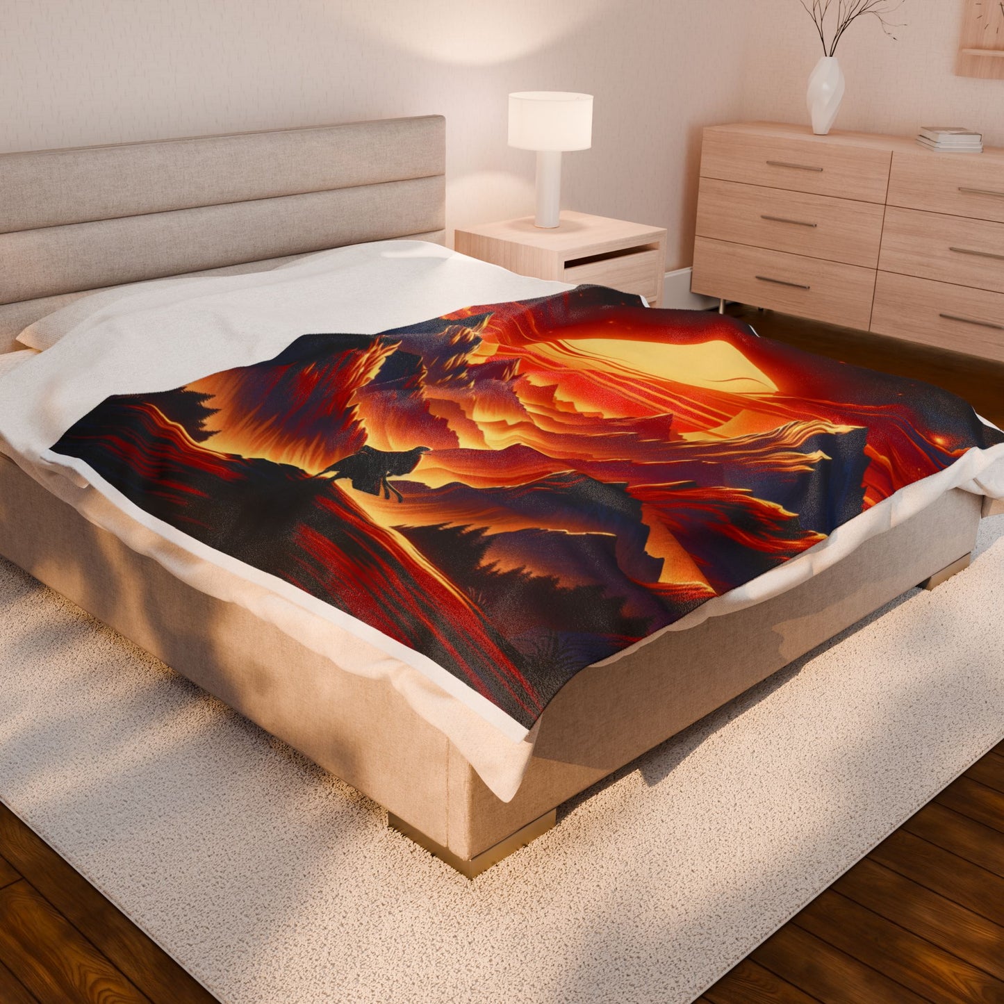 Majestic Peaks at Dawn - Plush Blanket