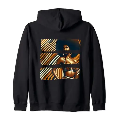 Afro Radiance: Bold Melanated Vintage Vibes Zip Hoodie